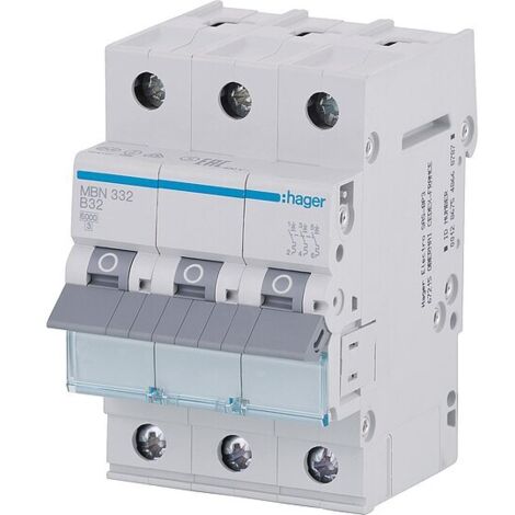 Leitungsschutzschalter Hager, B32A 3p, 6kA, MBN332