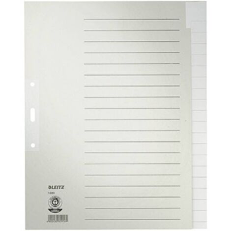 Leitz 1220 Divisore DIN A4, Fuori misura blank Carta in fibra di qualità Grigio 20 schede 12200085