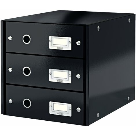 Leitz 60480095 Click&Store Cassettiere, Colore Nero, 3 cassetti