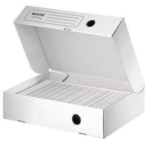 LEITZ Archivbox Leitz Infinity 33 x 25,5 x 8 cm (B x H x T) DIN A4 mit Archivdruck Wellpappe weiß