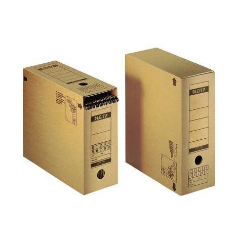 LEITZ Archivbox Leitz Premium 12 x 27,5 x 32,5 cm (B x H x T) DIN A4 mit Archivdruck Wellpapperecycelt/Natronpapier kaschiert naturbraun