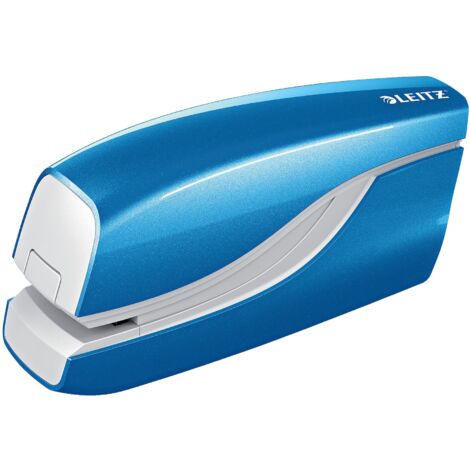 Leitz Cucitrice Elettrica, Capacità fino a 10 Fogli, Alimentazione a Batteria, Gamma WOW, 55661036, Blu Metallizzato