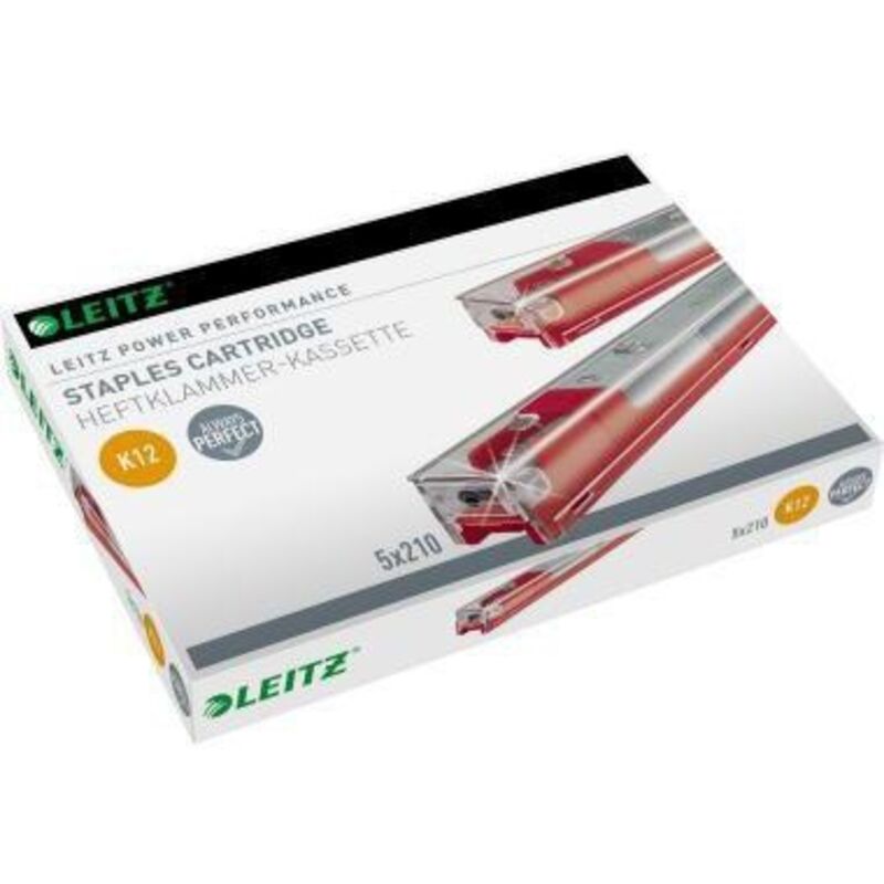 Heftklammerkassette K12 Blockheftgerät 5551 5550 26/12 80 Bl. (80 g/m²) rot 5 x 210 St./Pack.