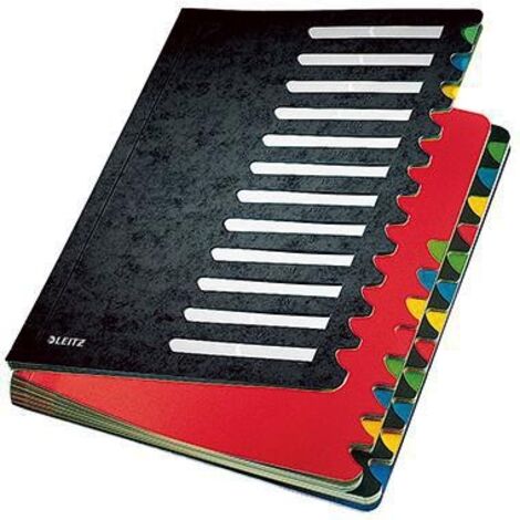 LEITZ Ordnungsmappe Leitz Deskorganizer Color DIN A4 350g/m² Karton marmoriert Farbe: schwarz Farbedes Fächerblocks: mehrfarbig 24 Fächer