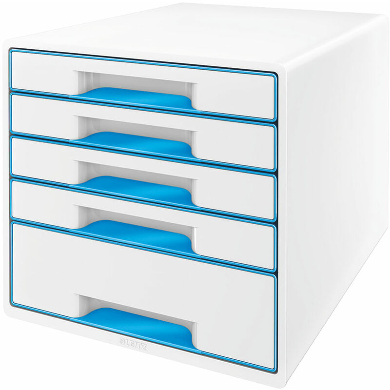 Leitz - WOW Drawer Cabinet CUBE 5 Drawer white blue
