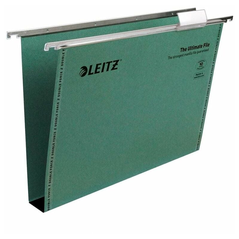 Ultimate Clenched Bar Foolscap Suspension File Card 30mm Green (Pack - Green - Leitz
