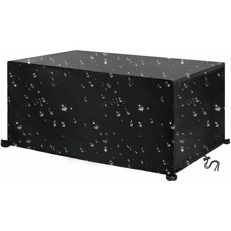 AUTRES Leju Art Garden Furniture Cover, 420 Oxford Cloth Garden Protection Waterproof Resistance Wind Resistance Anti-UV Rectangular Table Cover 220x110x75cm Black, 220x110x75cm