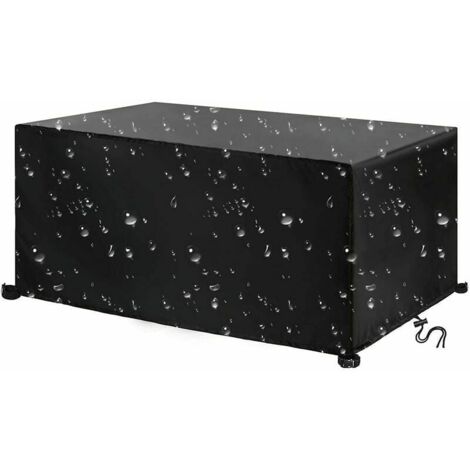 JALLERIA Leju Art Garden Furniture Cover, 420 Oxford Fabric Garden Protector Waterproof Windproof UV Protection Rectangular Table Cover 220 x 110 x 75 cm, Black, 220 x 110 x 75 cm