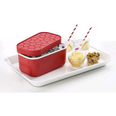LEKUE - Bac à glaçons Ice Box rouge + réserve
