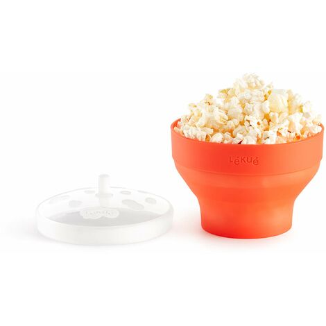 Lékué Mini Pop Corn per preparare Popcorn nel microonde, Silicone, Arancio