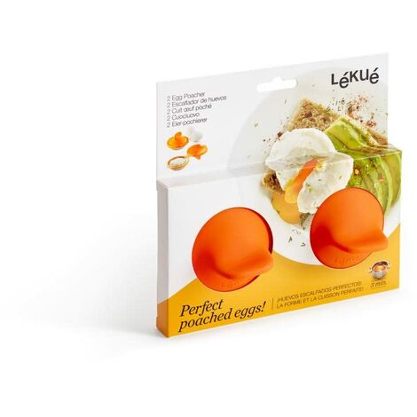 Lékué Pack di uova, acciaio inox, arancione, 9,3 x 11 x 7,5 cm, 2 pezzi