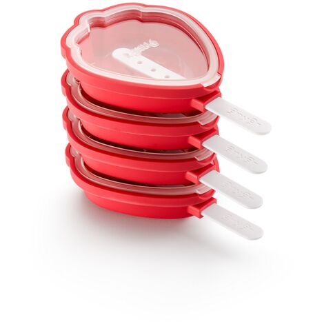 Lékué set Strawberry Popsicle muffa, in silicone, rosso, 15.4 x 9.4 x 3.3 cm