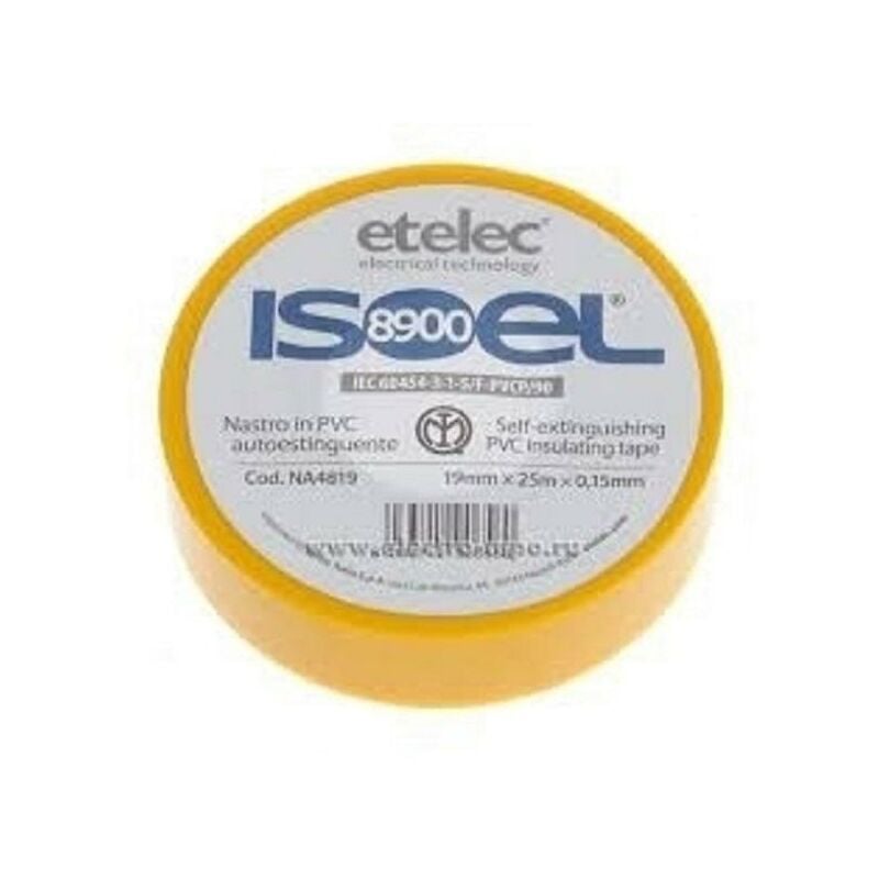 Etelec nastro isolante 19mmx25mx0.15mm giallo na4819