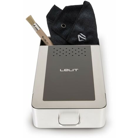 LELIT Knock Box con Panno & Spazzola - Contenitore per Fondi di Caffè - Argento/Nero - PLA360M a Cassetto