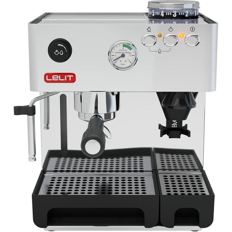 Image of Lelit PL042EM Anita, macchina da caffè prosumer con macinacaffè integrato, Acciaio Inossidabile, 2.7 Litri, Argentato