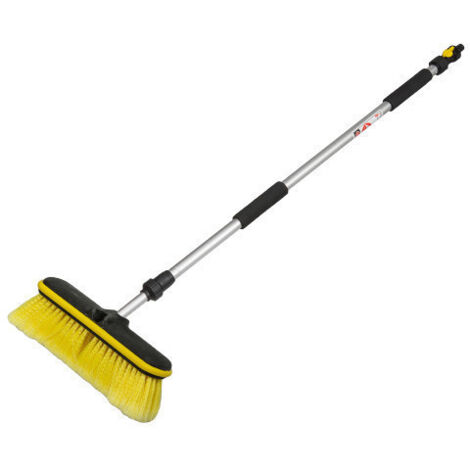 Lem Select – Brosse de nettoyage pour voiture – Manche télescopique aluminium 90-160cm – Vanne d'arrêt avec connexion rapide – Poils en polypropylène souples