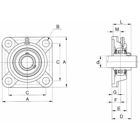 Lem Select – Palier complet UCF208 130X130 pour arbre Ø 40 mm – Charge max dynamique 1000kg – Conçu pour applications industrielles