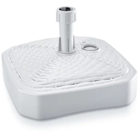 Lem Select – Pied de parasol effet tressé blanc – Plastique robuste et résistant aux intempéries – Compatible avec parasols jusqu'à 3 m de diamètre