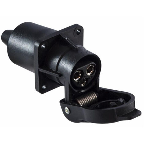 Lem Select – Prise femelle 3 broches 6/24 V – Capuchon à ressort – Contacts nickel – Ampérage 25A – Fixation 4 trous pour remorque