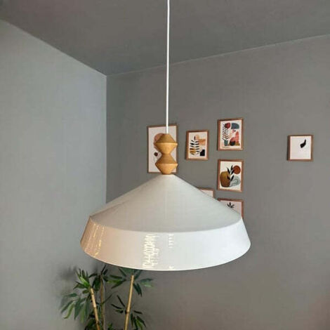 Lema Lustre Simple Blanc Avec Tête de Lit en Bois, Lampe Suspendue Pour Restaurant, Café, Salon