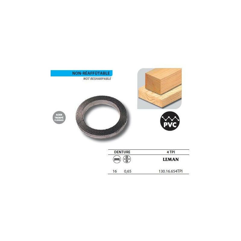 Leman - 1 Rouleau de 50 mètres Lame scie à ruban en acier trempé Flexback 16x0,65 4TPI