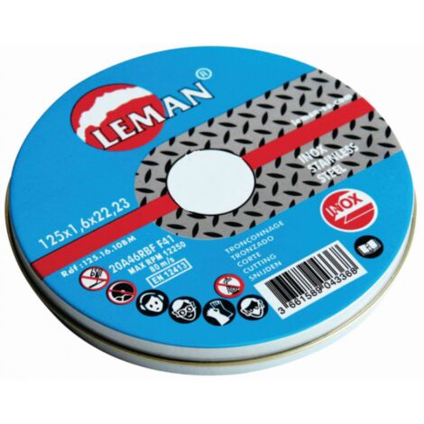Leman : 10 disques tronconnage inox 125 x 22 x 1,6 mm - boite métal