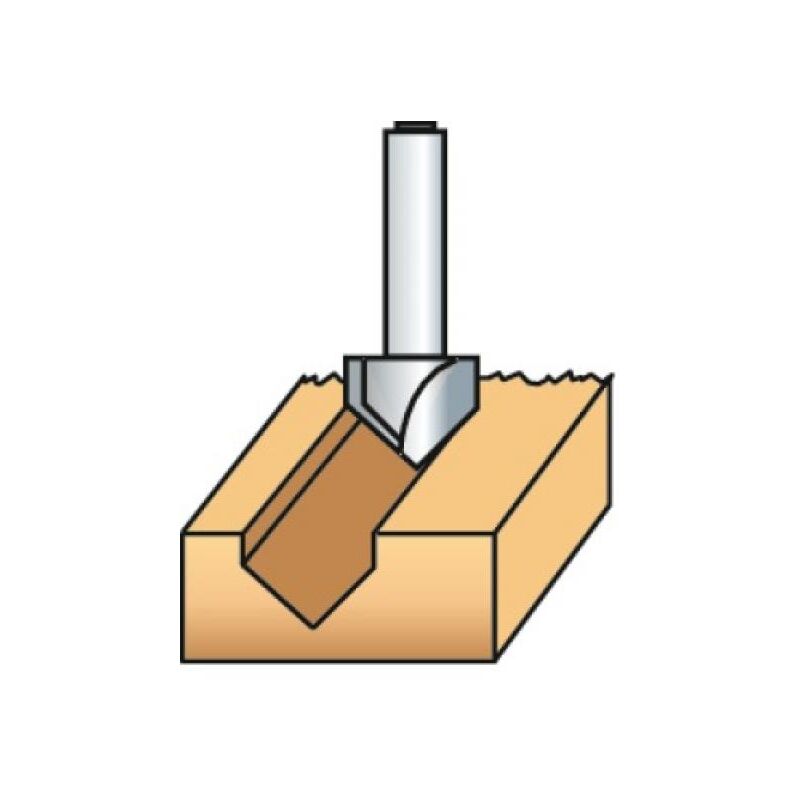 Leman - Fraise rainure en v à 90°, queue diamètre 6 mm, diamètre 14 mm, longueur utile 13 mm