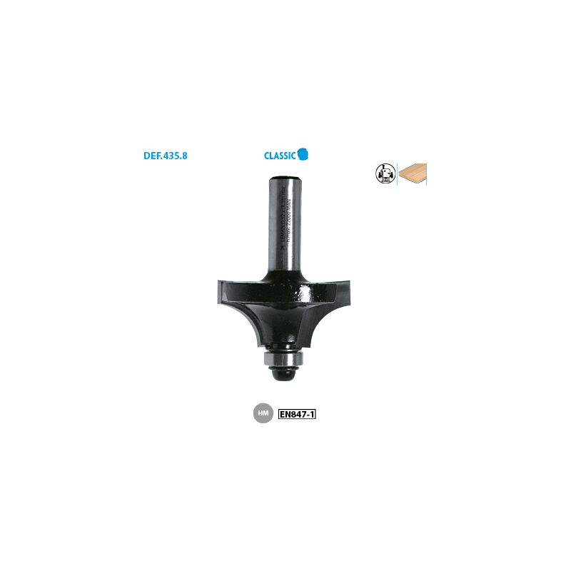Leman - Mèche 1/4 de rond avec plat + guide Classic ø 29 ø Queue 8 Long. Utile 13 Nbr coupes 2 Rayon 8mm
