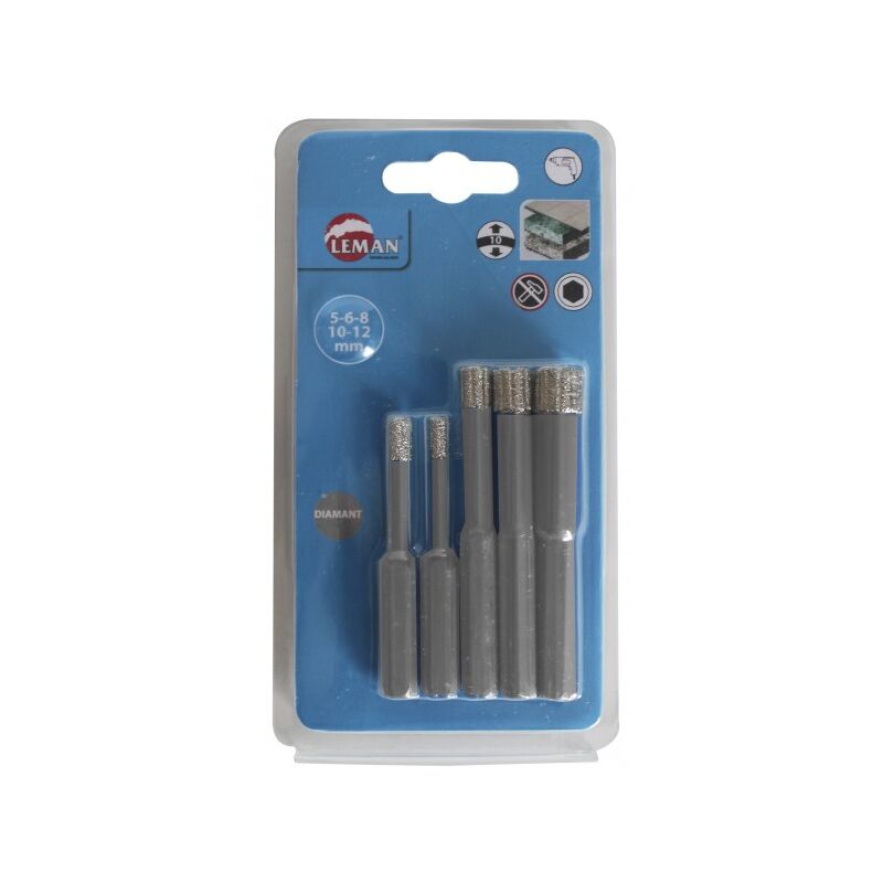 Leman - Lot de 5 forets diamantés 6 pans