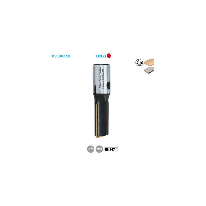 Mèche à rainer plaquette crochet au titane Expert ø 15 ø Queue SCHEER Long. 65 Long. Utile 30mm