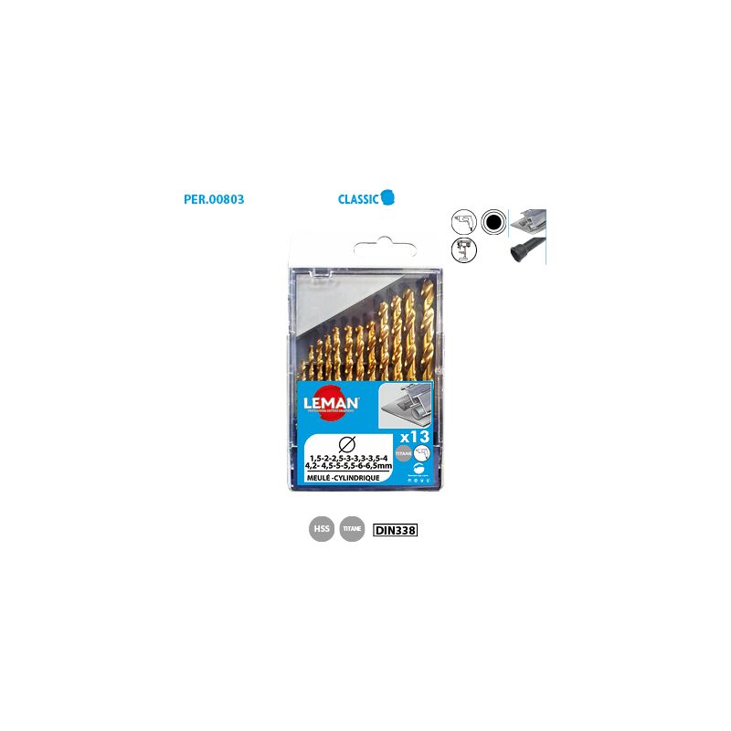 Leman - Coffret 13 forets métal hss titane Classic