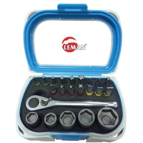 LEMAN Coffret 22 pièces (16 embouts + 5 douilles + 1 cliquet) - 56022