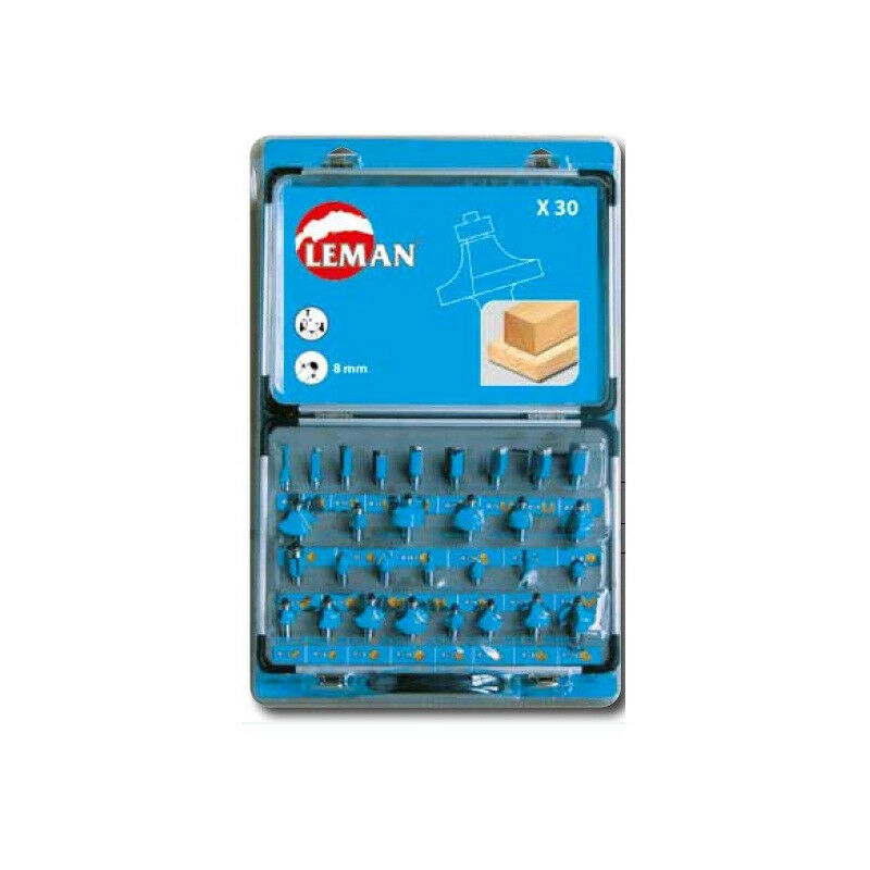 Leman - Coffret 30 Meches de Defonceuse Carbure Assorties Queue 8 Mm