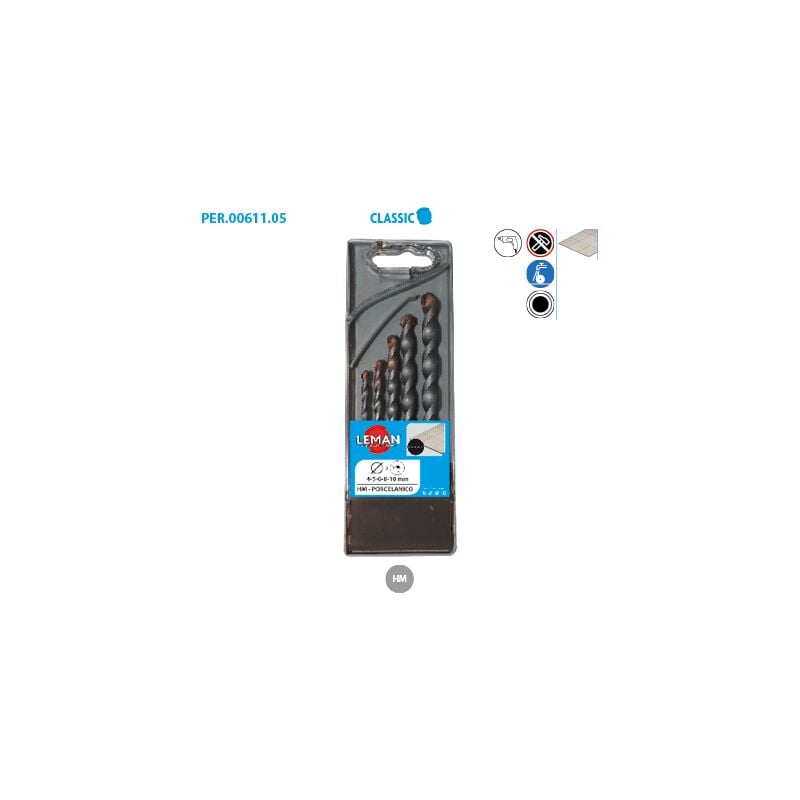 Leman - Coffret 5 forets cylindrique carrelage Classic