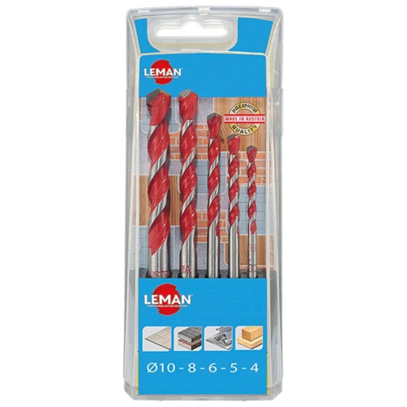 Leman - Coffret 5 forets cylindriques hm d. 4,5,6,8,10 mm pour multi-materiaux