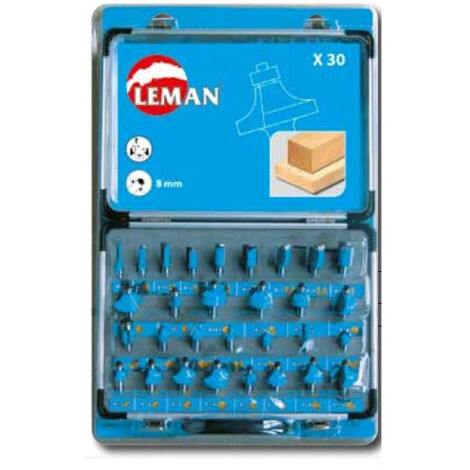 Leman – Coffret de 30 mèches de défonceuse – Fraises droite 6 à 20 mm – Mèche à affleurer 45° et 25° – Pour bois dur et teck