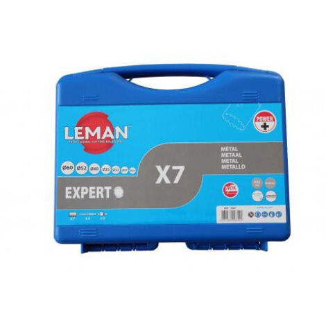 Leman – Coffret de 7 trépans bi-métal cobalt 8% – Diamètres 24 à 60 mm – Pour acier, inox, cuivre, aluminium – Compatible avec mandrins standards