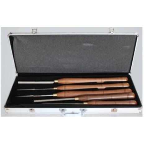 Leman – Coffret de tournage 5 outils HSS – Gouges à dégrossir, profiler, bédane, grain d'orge et creuser – Pour bois dur et teck