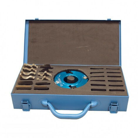 Leman – Coffret porte-outils à profiler Ø 120 mm Ht 50 mm – 2 plaquettes et 2 araseurs – Pour bois dur – Montage avec fers Ht 40 mm