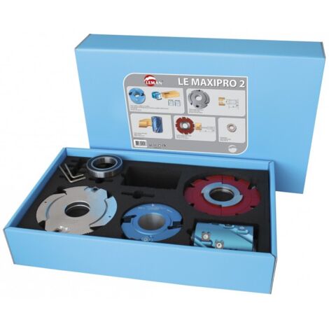 Leman – Coffret spécial toupie alésage 50 – Porte-outils pour bois dur – Fraise à rainer extensible ø 160 – Roulement ø80