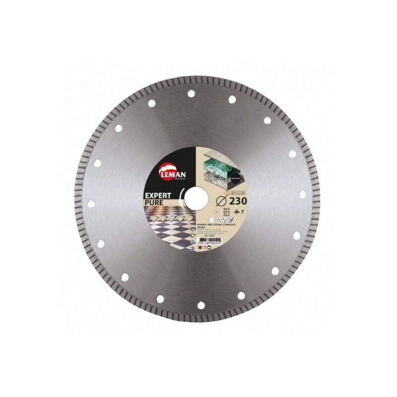 

Disco de diamante de llanta continua de gres porcelánico D. 180x 30/25,4/22,23x1,4mm - Leman
