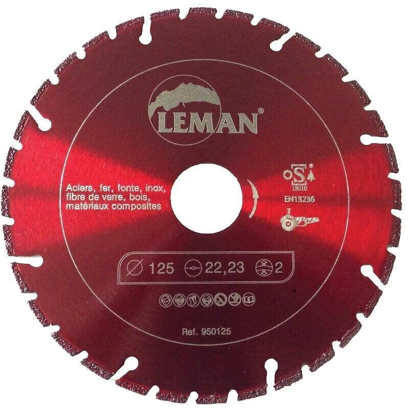 Leman - Disque diamant brasé monocouche pour coupes aciers, diamètre 230 mm, alésage 22,23 mm, épaisseur 2 mm