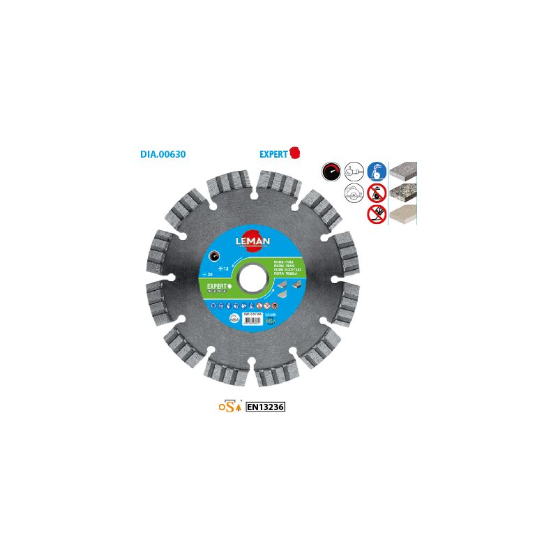 Leman - Disque diamant granit quartz Expert ø 125 Alésage 22,23 Ep. 2,6mm