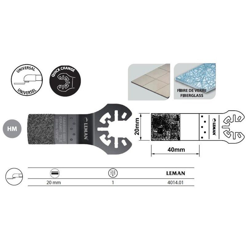 

Hoja de sierra de inmersión de carburo 20x40 mm - 4014.01 - Leman