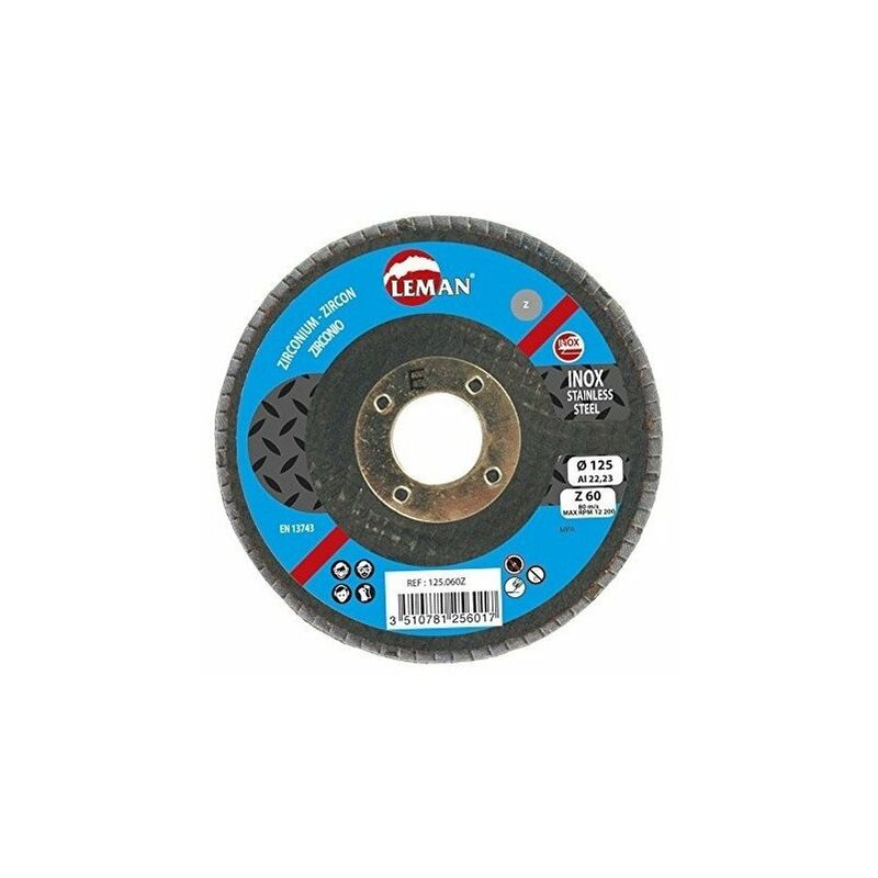

Leman - Juego de 10 discos con lamelas curvadas Circonio D.125x22,23mm Grano 100