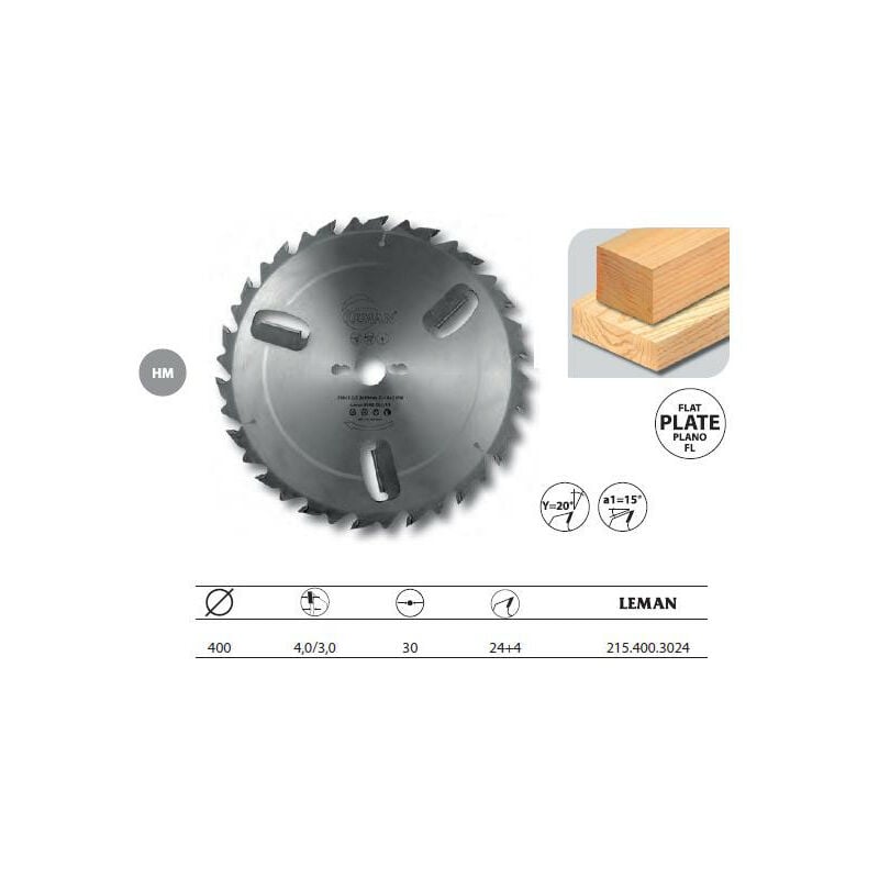 Leman - Lame Carbure 400x30x24z Plates+Ar +4r /Bois