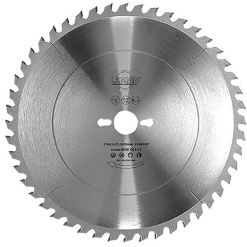 Lame de scie carbure Leman - pour mise &agrave; format - &Oslash; 250mm - 60 dents