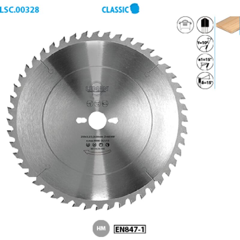 LEMAN  - Lame de scie circulaire de mise &agrave; format D.500x30 mm 60 dents