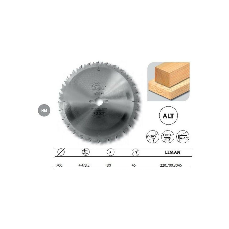 Leman - Lame Carbure Debit 700x30x46z Alt. / Anti-Recul / Bois