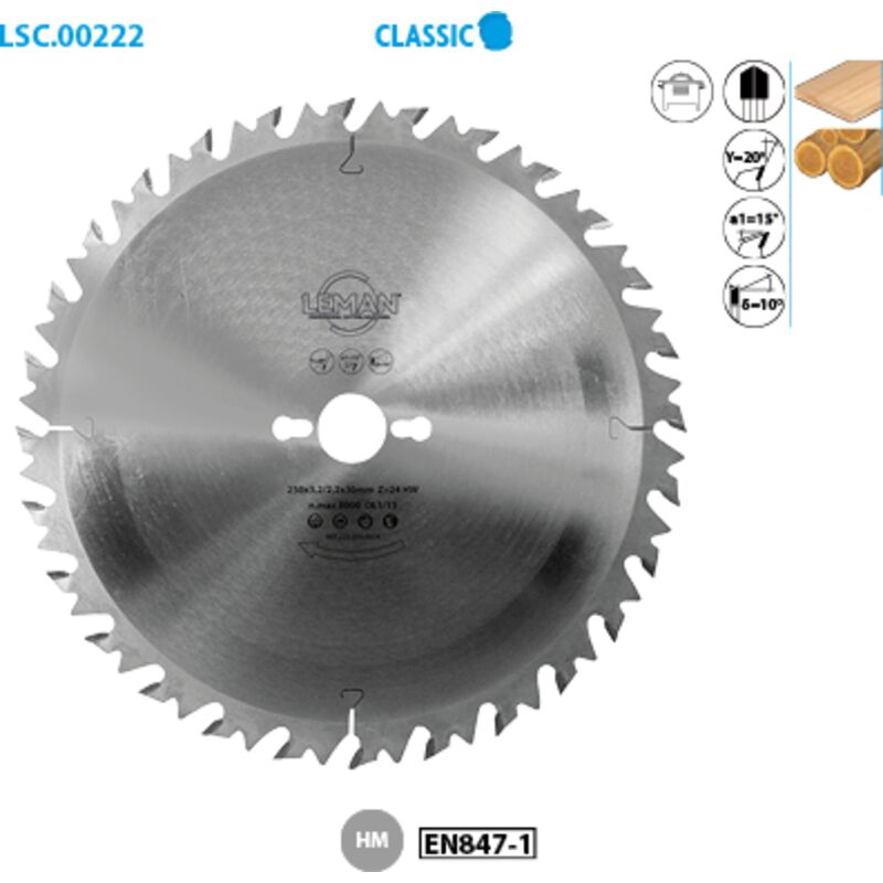 Leman - Lame carbure 300 z=24 anti recul - débit
